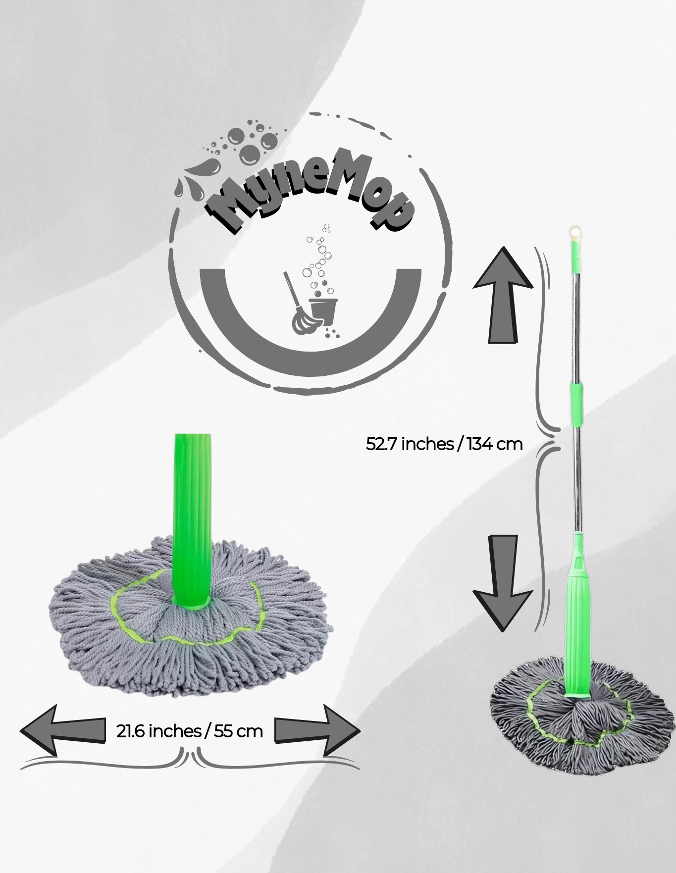 MyneMop - Hand-Free Twist Mop with Rotating Water System