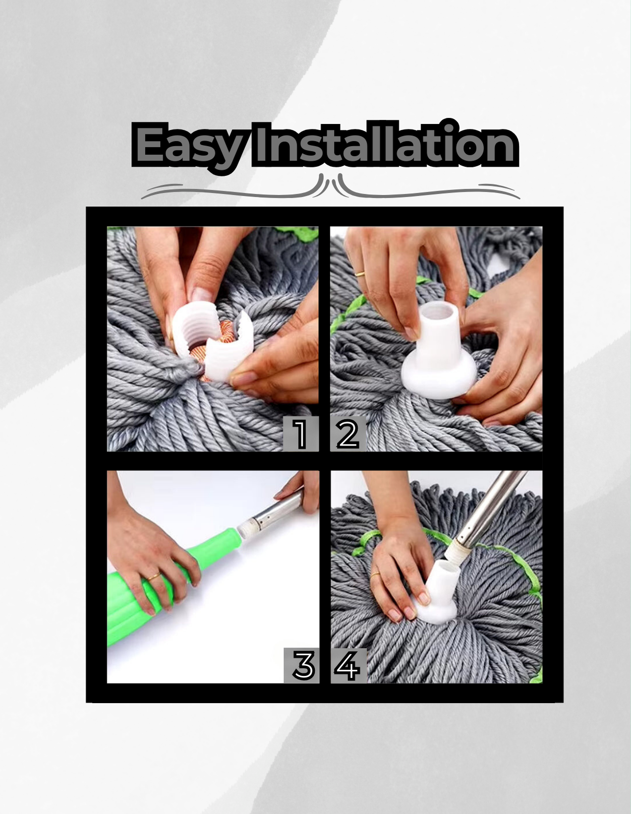 MyneMop - Hand-Free Twist Mop with Rotating Water System